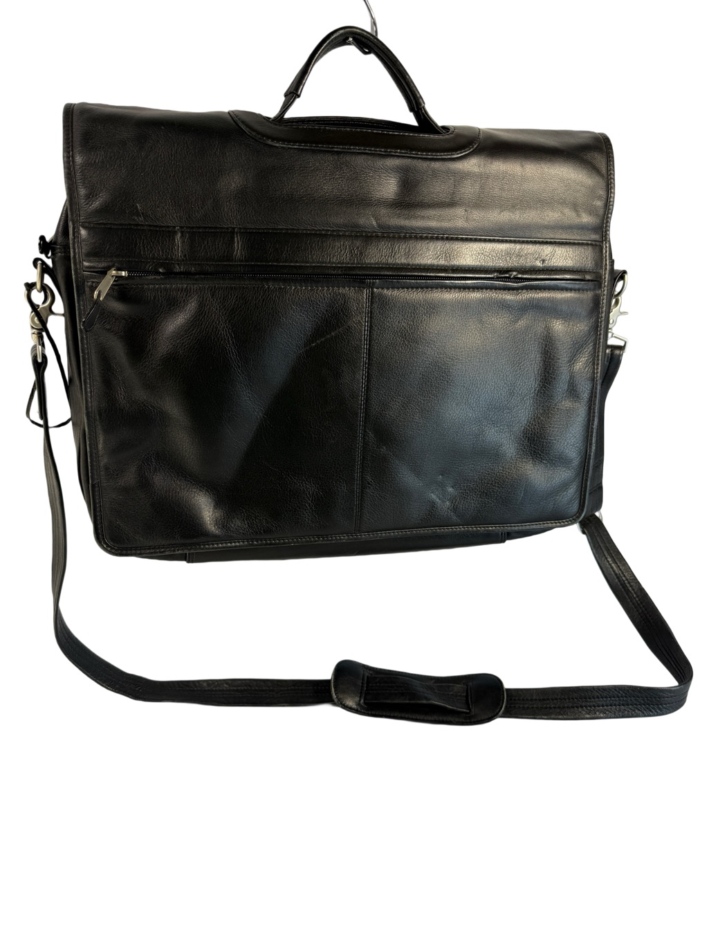 Ili Black Leather Briefcase Messenger Bag - Men